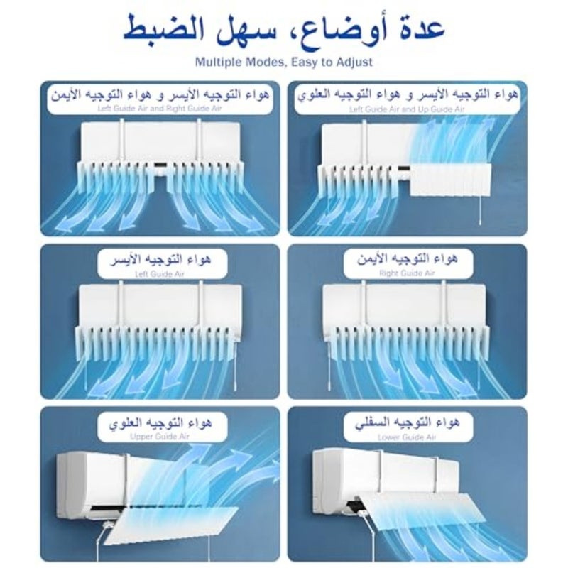 عاكس مكيف هواء سبليت ذو فتحات تهوية، درع رياح مكيف الهواء، عاكس تدفق هواء التيار المتردد، بدون تكثيف، عاكس مضاد للنفخ المباشر للتركيب على الحائط بدون ثقب - Image 3