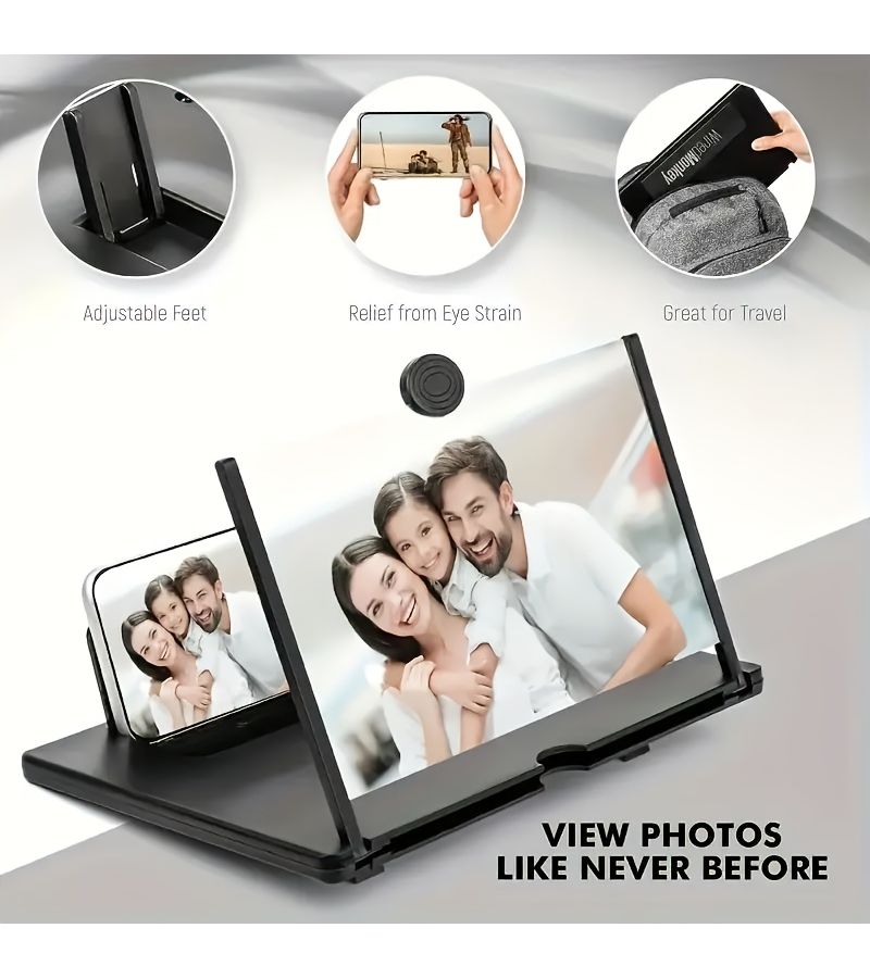 2026 New Model 3D HD Mobile Phone Projector Screen Amplifier Black Adjustable Desktop Movie Gaming Gadget - Image 4