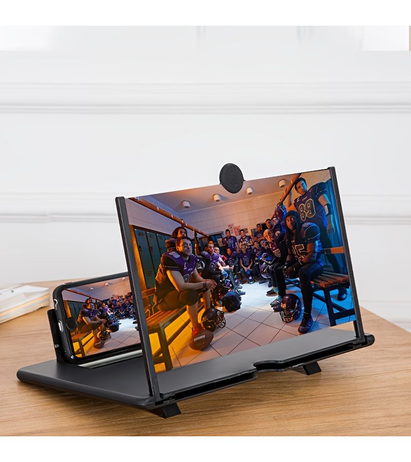 2026 New Model 3D HD Mobile Phone Projector Screen Amplifier Black Adjustable Desktop Movie Gaming Gadget - Image 1
