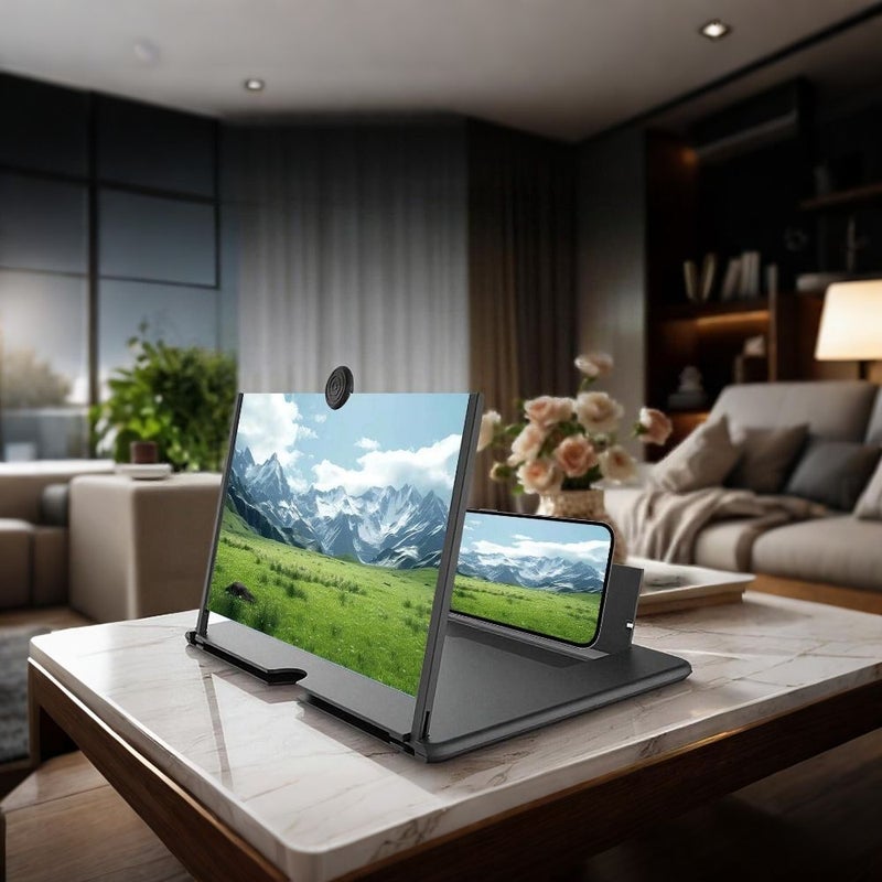 2026 New Model 3D HD Mobile Phone Projector Screen Amplifier Black Adjustable Desktop Movie Gaming Gadget - Image 2