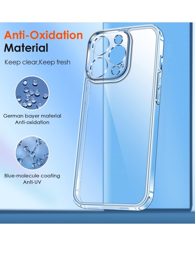 ELTRAZONE Clear Case Compatible with iPhone 15 Pro Max 6.7" [Long Lasting Clarity] [Military Grade Drop Protection], 1 Phone Case + 2 Tempered Glass Screen Protector, Shockproof Hard Slim Cover - Clear - Image 2