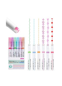 Y&D Curve Highlighter Pen Set, 6Pcs Flownwing Flair Pens with 6 Different Shape Fine Tips, Colored Craft for Scrapbook Journaling Supplies Planner Art Design Note Take  - Image 1