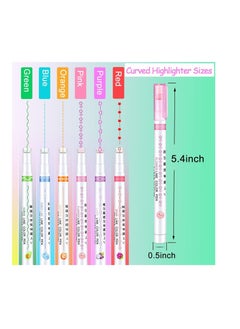 Y&D Curve Highlighter Pen Set, 6Pcs Flownwing Flair Pens with 6 Different Shape Fine Tips, Colored Craft for Scrapbook Journaling Supplies Planner Art Design Note Take  - Image 2