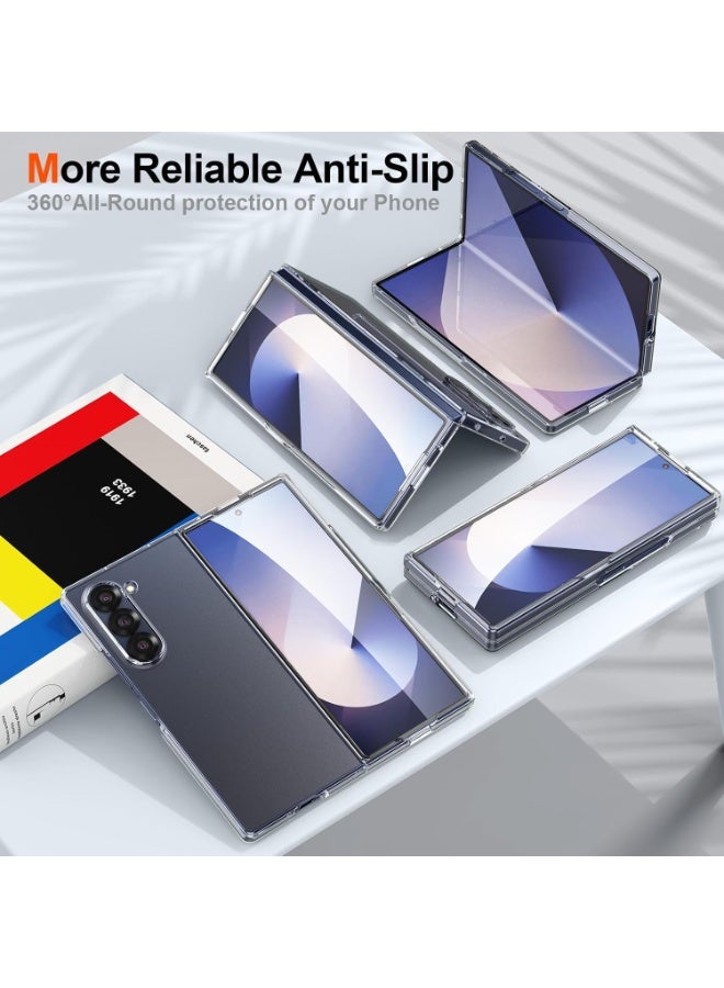Samsung Galaxy Z Fold 6 5G Case Clear Front Built in Screen Protector Hard PC Back Bumper Shockproof Protective Phone Cover Full Body Defense Anti Scratch Shell Wireless Charging Compatible - Image 2