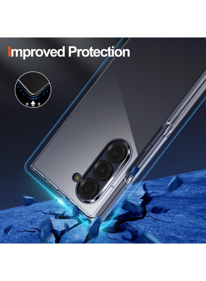 Samsung Galaxy Z Fold 6 5G Case Clear Front Built in Screen Protector Hard PC Back Bumper Shockproof Protective Phone Cover Full Body Defense Anti Scratch Shell Wireless Charging Compatible - Image 5