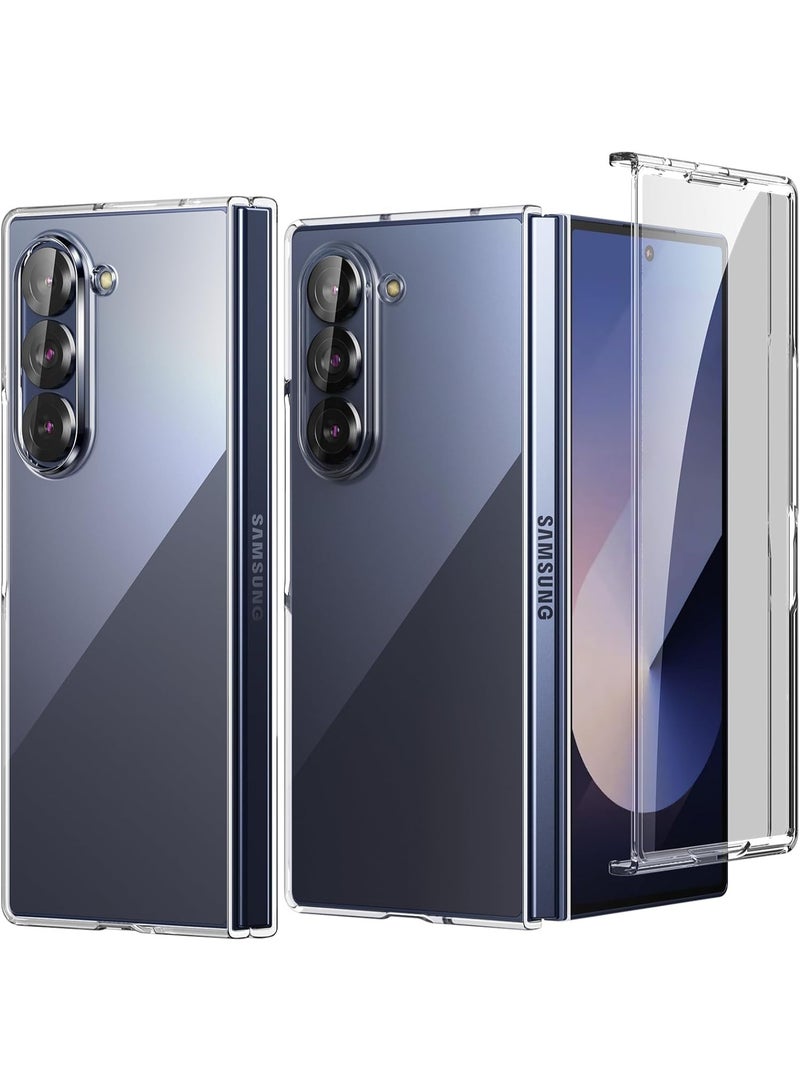 Samsung Galaxy Z Fold 6 5G Case Clear Front Built in Screen Protector Hard PC Back Bumper Shockproof Protective Phone Cover Full Body Defense Anti Scratch Shell Wireless Charging Compatible - Image 1