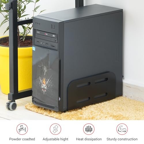 Livzing Metal CPU Stand - Under Desk Mount | Sturdy Construction with Ventilated Design | Load Capacity up to 15 kg | Height Adjustable Bush | Easy Assembly | Space-Saving Organizer - Image 4