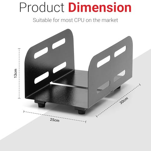 Livzing Metal CPU Stand - Under Desk Mount | Sturdy Construction with Ventilated Design | Load Capacity up to 15 kg | Height Adjustable Bush | Easy Assembly | Space-Saving Organizer - Image 2