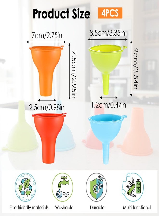HaiFafafaing 4 Pcs Silicone Kitchen Funnels - Flexible Condiment Sauce Canning Wide Mouth Funnel - Funnels for Kitchen Use Filling Bottles Jars Cans Powder Liquid Spices - Image 2