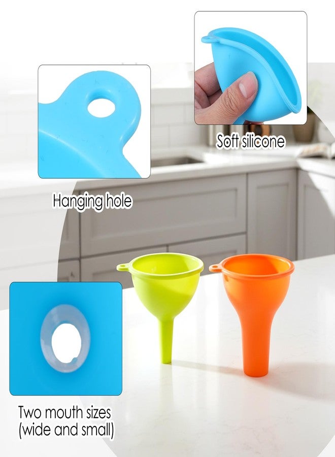 HaiFafafaing 4 Pcs Silicone Kitchen Funnels - Flexible Condiment Sauce Canning Wide Mouth Funnel - Funnels for Kitchen Use Filling Bottles Jars Cans Powder Liquid Spices - Image 3