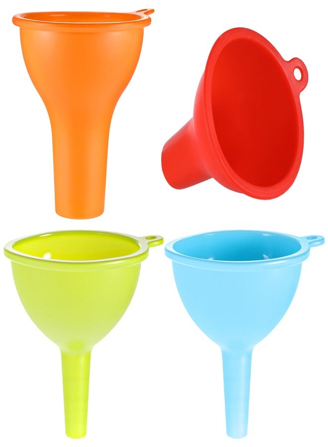 HaiFafafaing 4 Pcs Silicone Kitchen Funnels - Flexible Condiment Sauce Canning Wide Mouth Funnel - Funnels for Kitchen Use Filling Bottles Jars Cans Powder Liquid Spices - Image 1