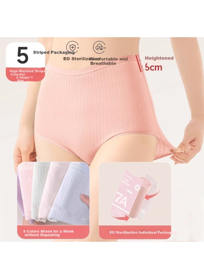 Dr.chu 5-pack Pure Cotton Colored Disposable Underwear For Women, Sterilized, No-wash, Daily-use, Colorful, For Pregnant Women, Postpartum Women, And Women During Menstruation, Ladies' XL - Image 5