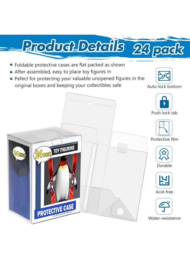 Sooez 24 Pack Protectors Case Compatible With Funko 4" Inch Pop Vinyl Figures, Crystal Clear Protectors, Heavy Duty Display Box W/ Protective Film & Locking Tab - Image 3