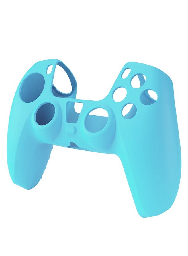 Ergonomic Soft Anti-Slip Silicone Case Cover for PS5 Controller x 1(Blue) with Thumb Grip Caps x 2, Rubber Protector with Joystick Caps for ps5 Controller - Image 2