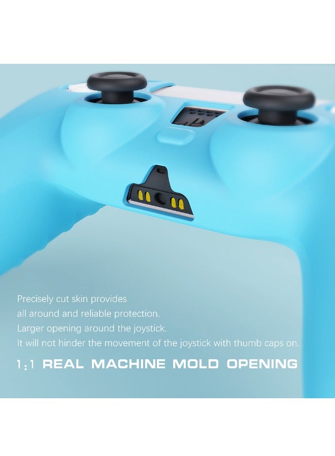 Ergonomic Soft Anti-Slip Silicone Case Cover for PS5 Controller x 1(Blue) with Thumb Grip Caps x 2, Rubber Protector with Joystick Caps for ps5 Controller - Image 5