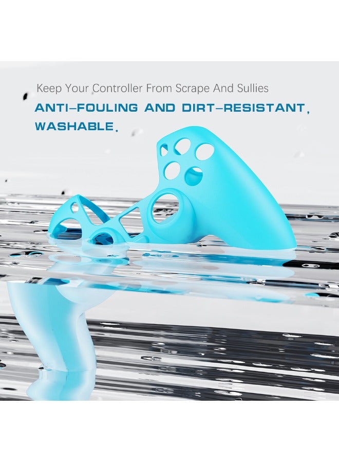 Ergonomic Soft Anti-Slip Silicone Case Cover for PS5 Controller x 1(Blue) with Thumb Grip Caps x 2, Rubber Protector with Joystick Caps for ps5 Controller - Image 4