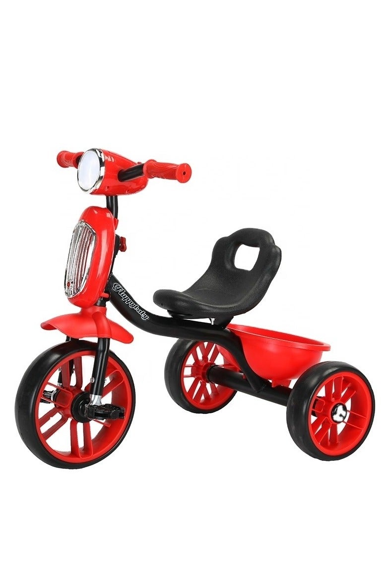 Red Kids Tricycle with Headlight & Backrest | Safe & Fun Ride-On Bike for Toddlers - Image 1