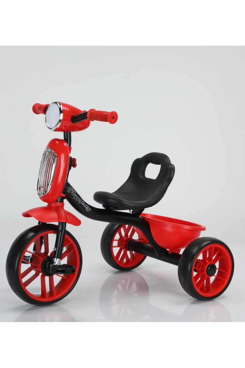 Red Kids Tricycle with Headlight & Backrest | Safe & Fun Ride-On Bike for Toddlers - Image 3