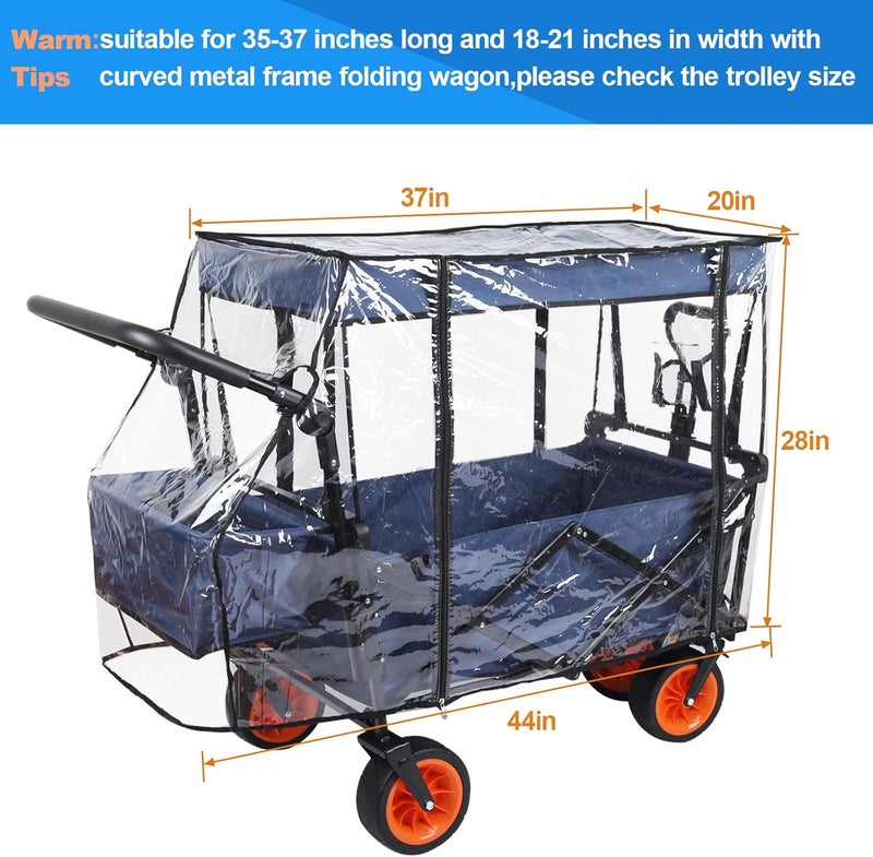 Bessny Waterproof Collapsible Wagon Rain & Sun Cover - Windproof UV-Resistant Canopy for Stroller/Trolley/Cart Accessories, Suit for Camping Picnic Garden Use - Image 2