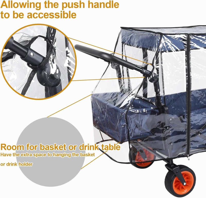 Bessny Waterproof Collapsible Wagon Rain & Sun Cover - Windproof UV-Resistant Canopy for Stroller/Trolley/Cart Accessories, Suit for Camping Picnic Garden Use - Image 4