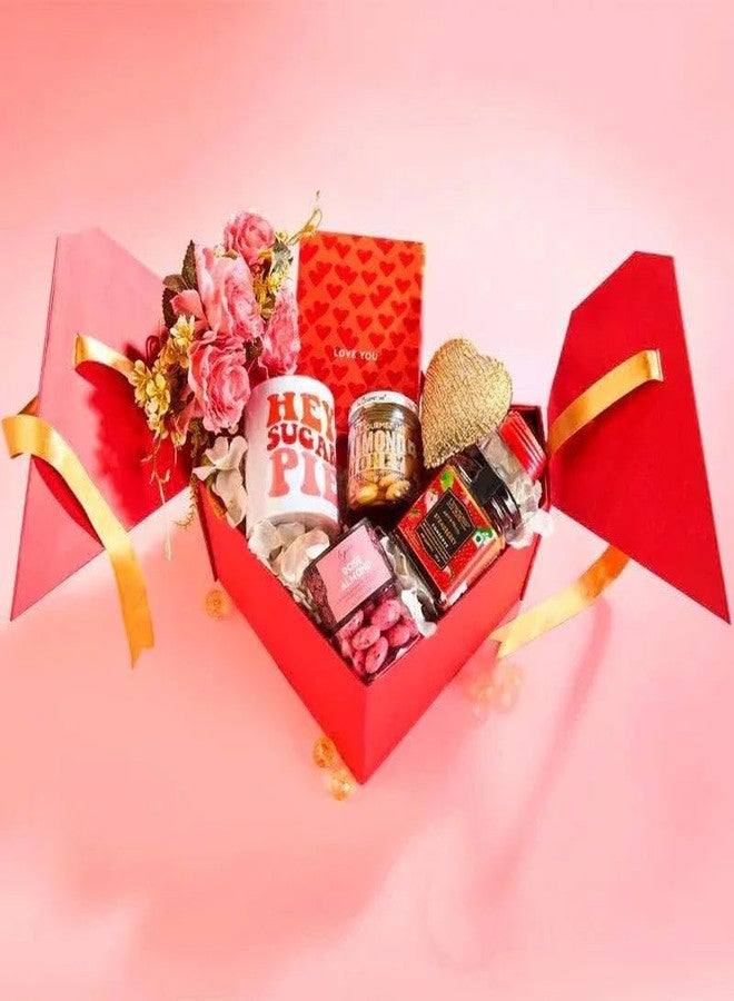 THE GIFT STUDIO.COM Gift Box, Anniversary hampers, Heart shaped Gift hamper,â€œ Cookies, Rose Almond Dragees, Strawberry Preserve & Love Mug in Heart Box | Premium Gift Box for Special Occasions |Stylish Gift Hamper for your Loved One - Image 2