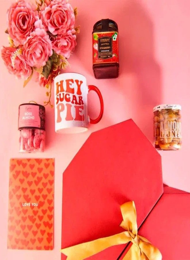 THE GIFT STUDIO.COM Gift Box, Anniversary hampers, Heart shaped Gift hamper,â€œ Cookies, Rose Almond Dragees, Strawberry Preserve & Love Mug in Heart Box | Premium Gift Box for Special Occasions |Stylish Gift Hamper for your Loved One - Image 3