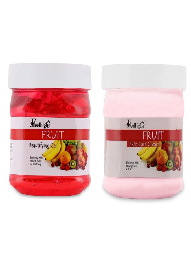FEELHIGH جل الوجه بالفواكه 500 مل غني بخلاصة الفراولة لإزالة خلايا الجلد الميتة وترطيب البشرة، وكريم الوجه بالفواكه 500 مل | عبوة من قطعتين | طقم عناية بالوجه للرجال والنساء - Image 1