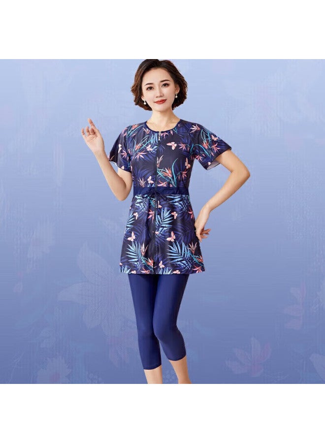 Skin-friendly Yifu Mama Swimsuit For Middle-aged And Elderly Women, Conservative Two-piece Set, Sports Tummy Control, Slimming, Plus Size, Loose-fitting, Hot Spring Swimwear - Image 5