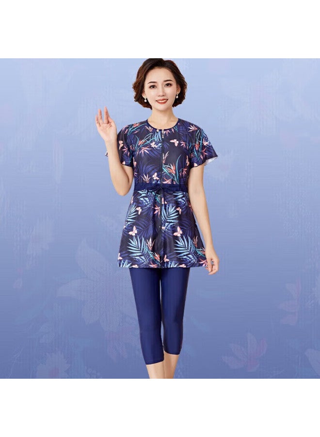 Skin-friendly Yifu Mama Swimsuit For Middle-aged And Elderly Women, Conservative Two-piece Set, Sports Tummy Control, Slimming, Plus Size, Loose-fitting, Hot Spring Swimwear - Image 4