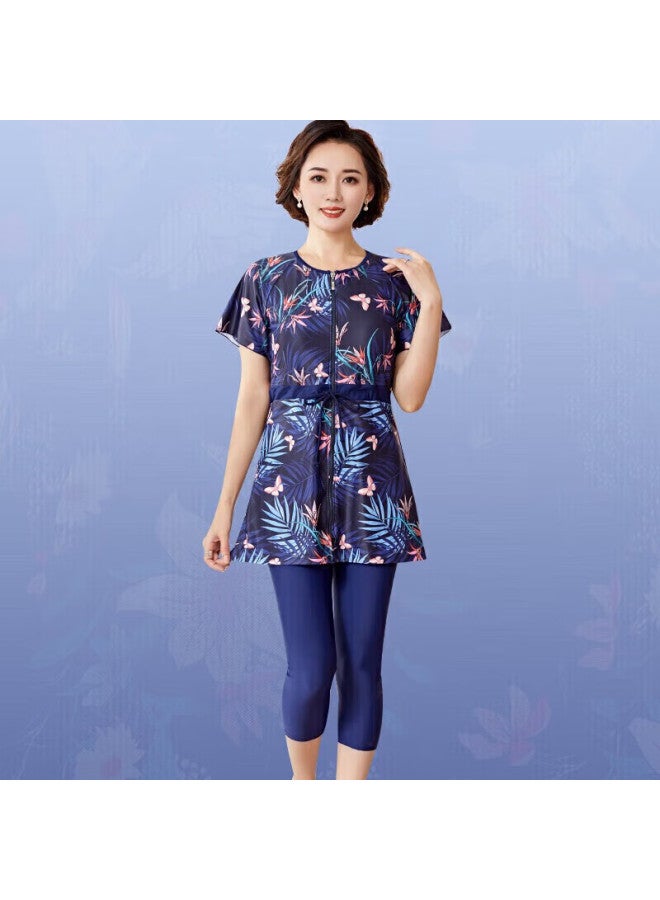 Skin-friendly Yifu Mama Swimsuit For Middle-aged And Elderly Women, Conservative Two-piece Set, Sports Tummy Control, Slimming, Plus Size, Loose-fitting, Hot Spring Swimwear - Image 2