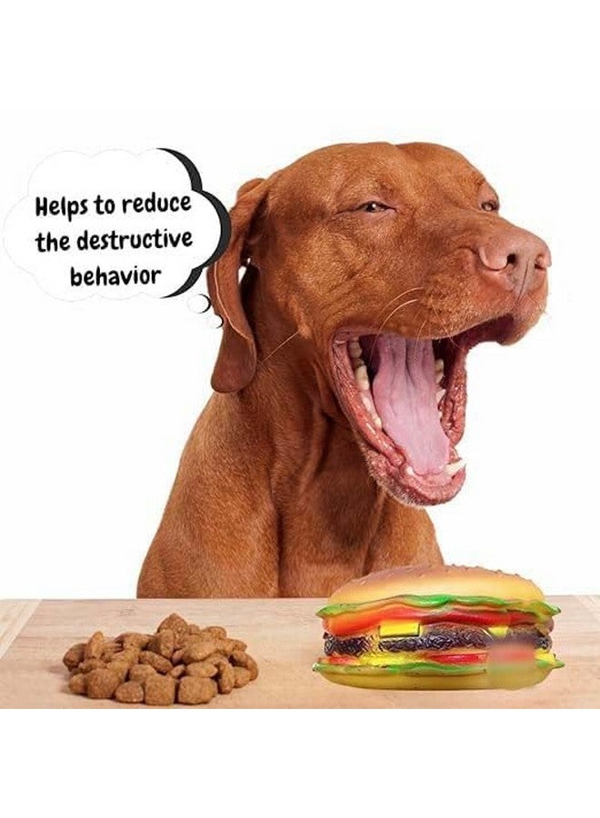 Durable Non Toxic Rubber Burger Shape Chew Toy With Squeaky Sound Toy Perfect For Small & Medium Breed Dogs | Enhance Playtime & Promote Dental Health - Multicolor (Pack Of 4) - Image 5
