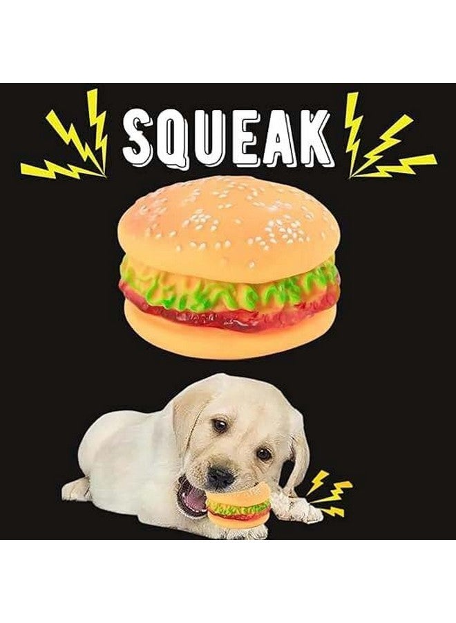 Durable Non Toxic Rubber Burger Shape Chew Toy With Squeaky Sound Toy Perfect For Small & Medium Breed Dogs | Enhance Playtime & Promote Dental Health - Multicolor (Pack Of 4) - Image 4