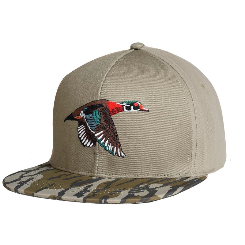EDTREK Elite Youth Country Hat for Big Kids - Boys Snapback Hat with Flat Brim (Wood Ash with Bottomland Camo - Wood Duck) - Image 1