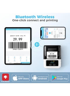 phomemo M120 Label Maker, Barcode Label Printer, Mini Portable Wireless Bluetooth Thermal Label Printer, Compatible with Android, iOS and PC (White)  - Image 3