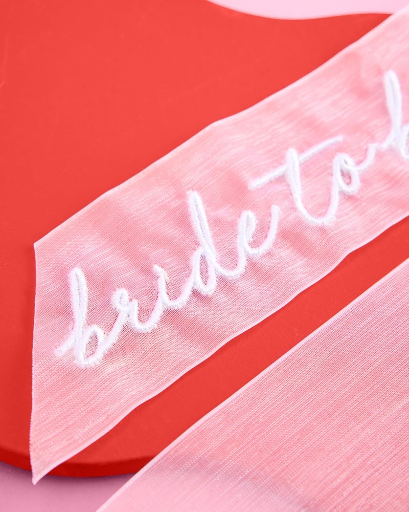 xo, Fetti Bride to Be Embroidered Hair Bow Bachelorette Party Decorations White Organza | Bridal Shower Supplies, Bridesmaid Favors, Wedding Gift, Engagement Accessory - Image 4