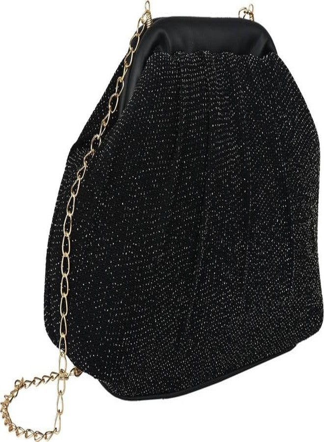 ENSAC Clutch Sling with Detachable Chain Clutch Purses Luxury Handbags Bag for Women Elegant Evening Handbag, Stylish Purse with Magnetic Closure (Black) - Image 1