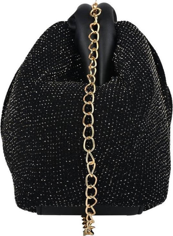 ENSAC Clutch Sling with Detachable Chain Clutch Purses Luxury Handbags Bag for Women Elegant Evening Handbag, Stylish Purse with Magnetic Closure (Black) - Image 5