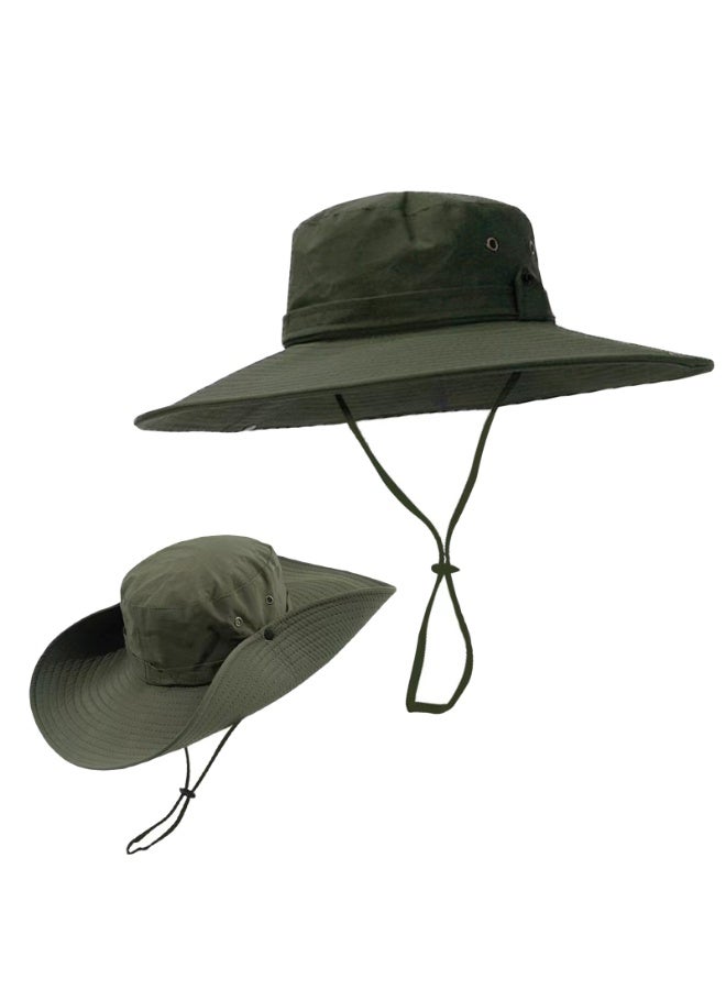 Unisex UV Protection Wide Brim Bucket Sun Hat Outdoor Fishing Cap - Image 1