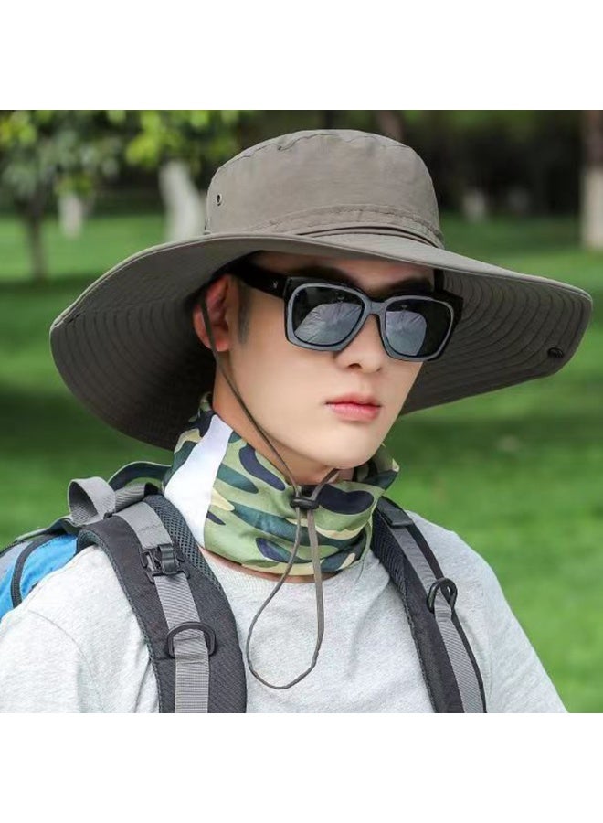 Unisex UV Protection Wide Brim Bucket Sun Hat Outdoor Fishing Cap - Image 2