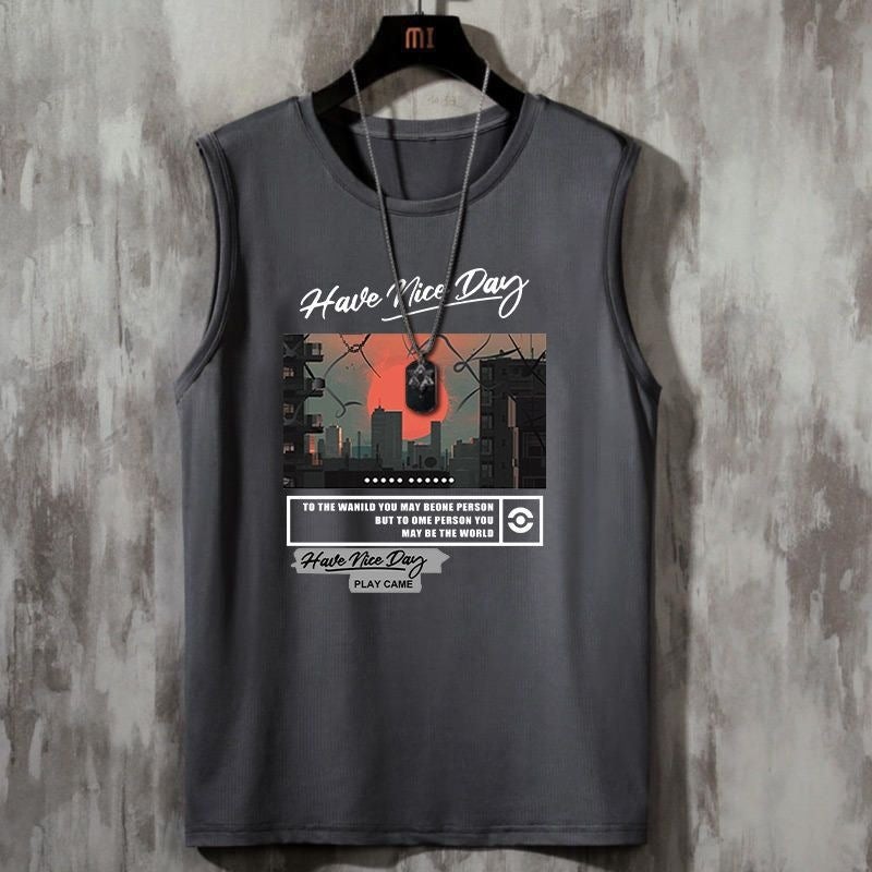 Loose Casual Sleeveless Waistcoat Breathable Quick-Drying Sports Basketball Sleeveless Shirt Round Neck American Fashion Order - Image 2