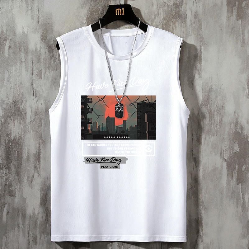 Loose Casual Sleeveless Waistcoat Breathable Quick-Drying Sports Basketball Sleeveless Shirt Round Neck American Fashion Order - Image 4