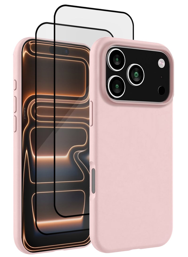 CATANES 3 Packs Silicone Protective Phone Case for iPhone 17 Pro - Soft Anti-Scratch Microfiber Lining Ultra Slim Drop Protection Phone Cover with Two 3D Screen Protectors - Sand Pink - Image 1