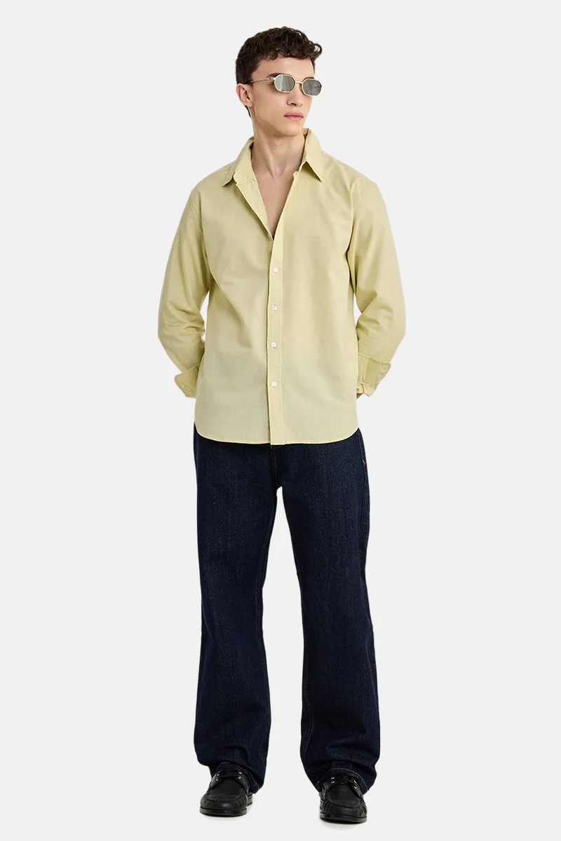 سنيتش Yellow Solid Long Sleeve Regular Fit Shirt