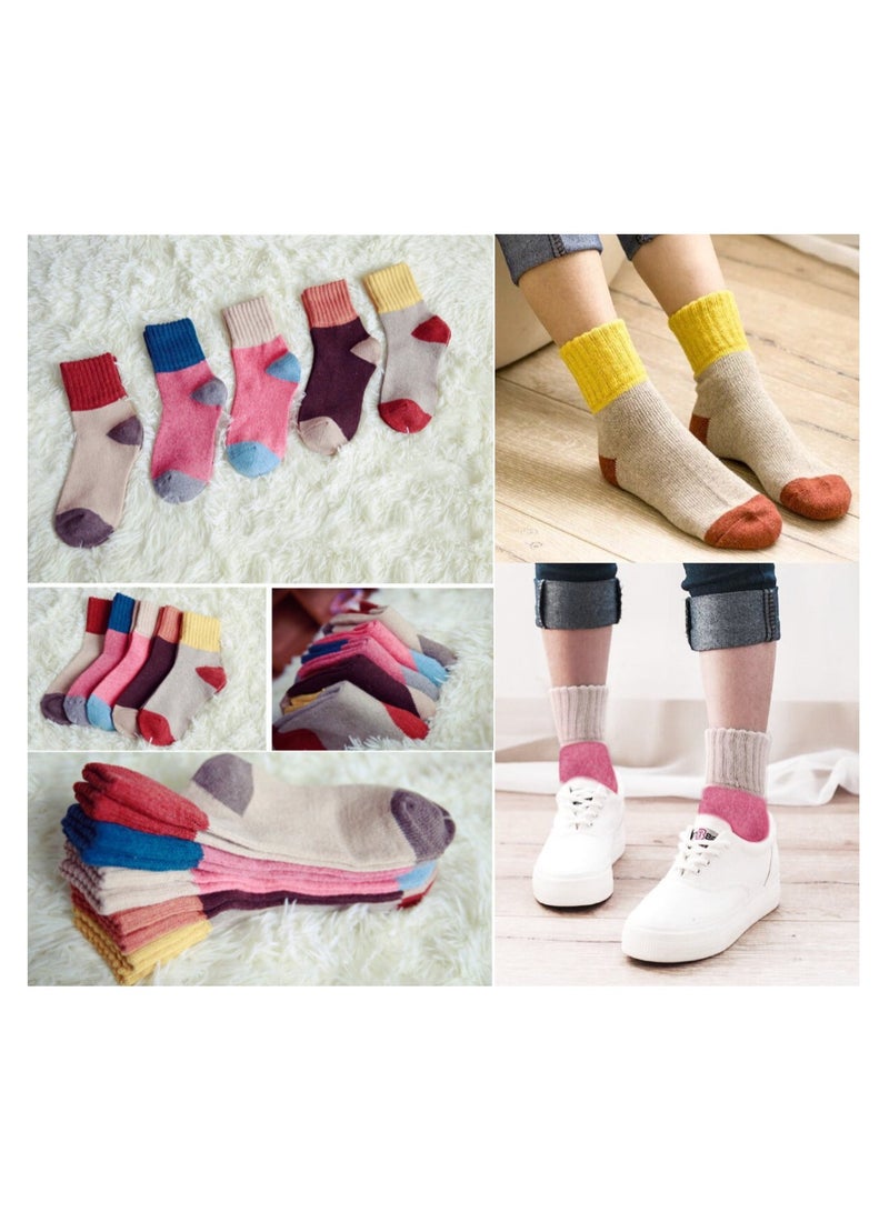 SYOSI Pack of 5 Womens Winter Socks Warm Thick Knit Wool Soft Vintage Casual Crew Socks Gifts(Mixed Colors) - Image 5
