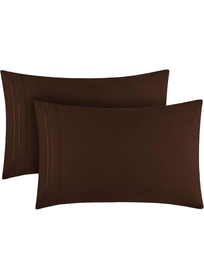 Mellanni Pillow Cases  Luxury Extra Soft Cooling Pillow Covers  2 PC Iconic Collection Pillowcases  Envelope Closure King 20 x 40 Brown - Image 2