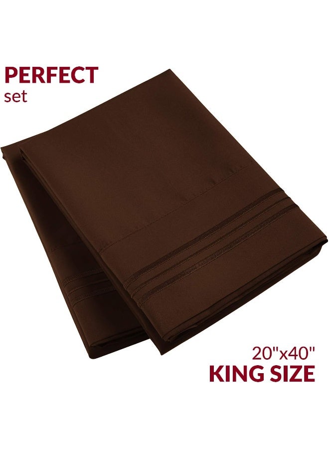 Mellanni Pillow Cases  Luxury Extra Soft Cooling Pillow Covers  2 PC Iconic Collection Pillowcases  Envelope Closure King 20 x 40 Brown - Image 3