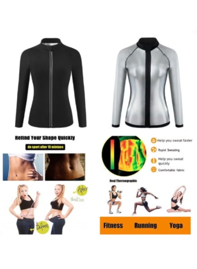 Arabest Sauna Suit Set for Women, Long Sleeve + Pants, Burn More, Sweat More, Sweat Enhancing Workout Outfit for Weight Loss size M - Image 3