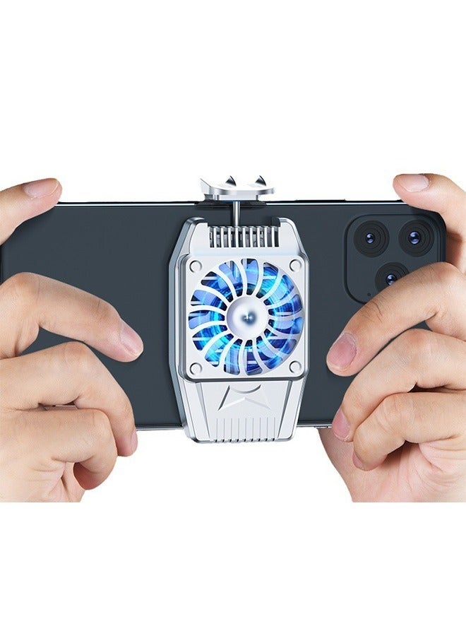 Clip-On Phone Cooler for Gaming Low-Noise Phone Cooling Fan with Free Charging Cable & 3-Hour Battery Life High-Speed Phone Radiator for Gaming Video Live Streaming Silver - Image 2