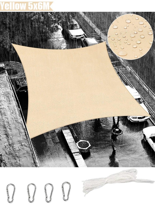Generic Sun Shade Sails Heavy Duty Outdoor Shade Canopy Cover UV Block Canopy for Outdoor Patio Garden Backyard Waterproof Shade  (Yellow 5x6M)  - Image 1