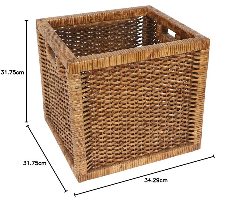 AKWAY Wicker wardrobe basket for storage, cloths, newspapers, photos, toys, plants or other memorabilia (Brown, 12.5W x 13.5L x 12.5H) - Image 5